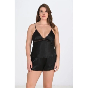 Amora Secret  Büyük Beden Siyah Şort Takımı