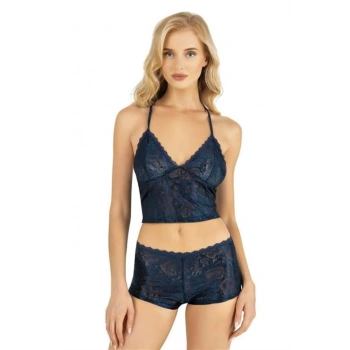 Amora Secret  Lacivert Saten Şort Takımı 9222