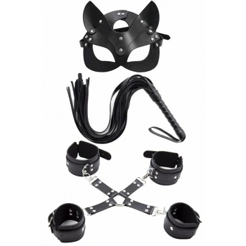 Amora Secret  Maske Kırbaç Bileklik 5 Li Harness Deri Set