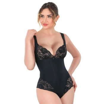 Amora Secret  Siyah Mı Emay 2947 Dantelli Agraflı Body Korse