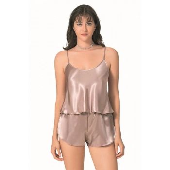 Vizon Saten Babydoll Şort Takımı | Şık ve Kaliteli İç Giy