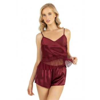 AMORA SECRET BORDO SATEN ŞORT TAKIMI