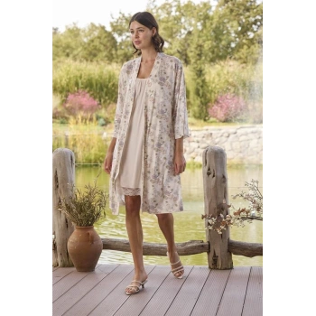 AMORA SECRET ÇIÇEK DESENLI VE DANTELLI SABAHLIK TAKIMI