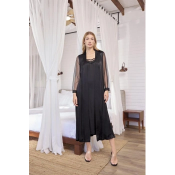 AMORA SECRET DANTELLI TÜLLÜ VE DEKOLTELI SATEN SABAHLIK TAKIMI