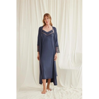 AMORA SECRET DEKOLTELI YAKASI VE KOLU DANTELLI SABAHLIK TAKIMI