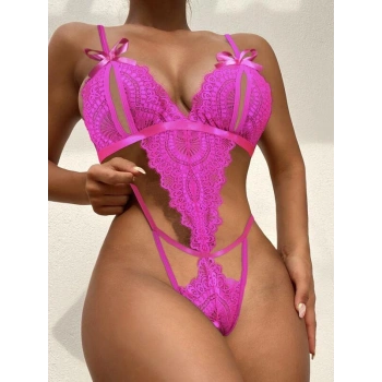 AMORA SECRET FIYONKLU DANTELLI FUŞYA FANTEZI BODY