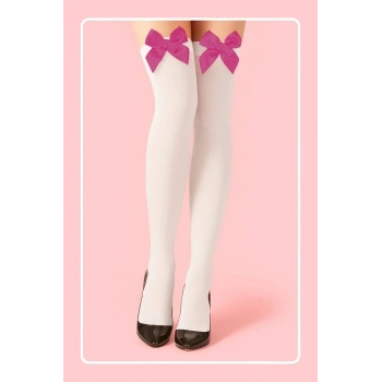 FUŞYA FIYONKLU BEYAZ JARTIYER ÇORABI