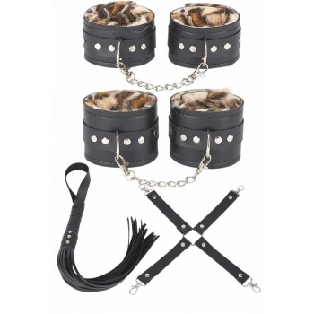 ÖZEL TASARIM  DERI LEOPARLI 4LÜ HARNESS SET