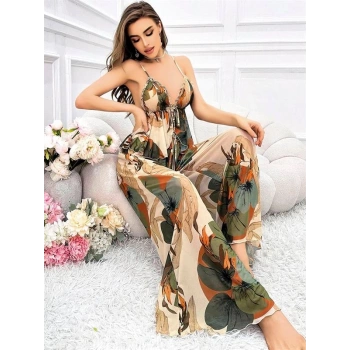 AMORA SECRET ÖZEL TASARIM ÇIÇEK DESENLI SALAŞ ŞIK DEKOLTELI 2LI TAKIM