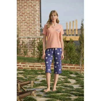 ÖZEL TASARIM DENİZ YILDIZI DESENLİ VE BASKILI ÖNÜ DÜĞMELİ LİSTEN THE SONG OF THE SEA KAPRİ TAKIMI