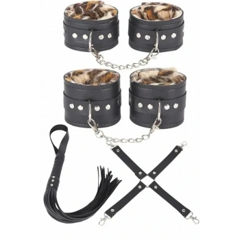 ÖZEL TASARIM  DERI LEOPARLI 4LÜ HARNESS SET