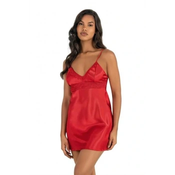 ÖZEL TASARIM  KIRMIZI KISA SATEN GECELİK