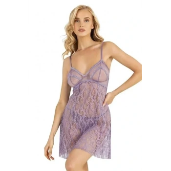 ÖZEL TASARIM  LİLA KISA TÜL GECELİK 4222