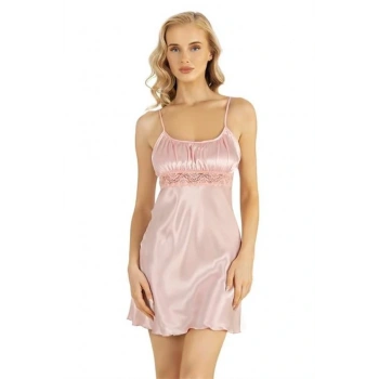 ÖZEL TASARIM SOMON KISA SATEN GECELİK 8208