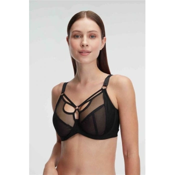 ÖZEL TASARIM  TÜLLÜ BALENLİ DESTEKSİZ DOLGUSUZ YAKA DETAYLI TOPARLAYICI KÜÇÜLTÜCÜ SÜTYEN