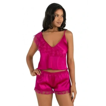 ÖZEL TASARIM  VİŞNE SATEN ŞORT TAKIMI 9205