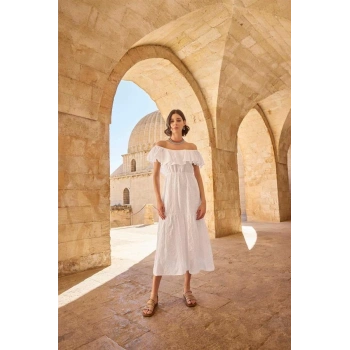 AMORA SECRET PAMUKLU KAYIK YAKALI ELBISE