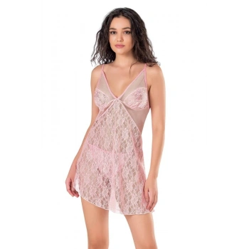 AMORA SECRET PEMBE KISA TÜL GECELIK