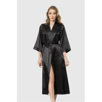 AMORA SECRET SIYAH UZUN SATEN SABAHLIK