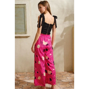 Amora Secret Kadın Fantazi İç Giyim Kalın Askılı Viskon Çiçek Desenli Sırt Aksesuarlı Yazlık Dantel Detaylı Pijama Altı - Şehvetli ve Zarif Tasarım