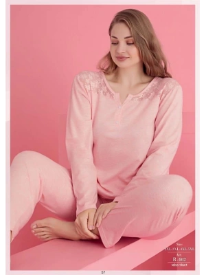 Amora Secret Kadın Fantazi İç Giyim Büyük Beden Pamuklu Dantel İşlemeli Pijama Takımı - li ve Zarif Tasarım