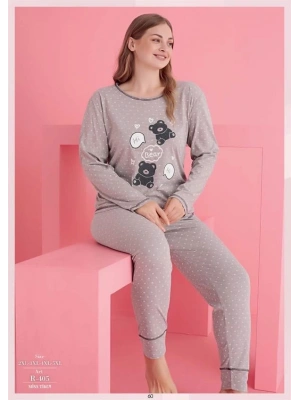 Amora Secret Kadın Fantazi İç Giyim Büyük Beden Pamuklu Hi Bear Ayıcık Desenli Pijama Takımı - li ve Zarif Tasarım