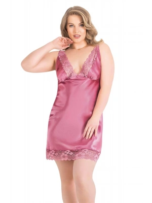 Amora Secret Kadın Fantazi İç Giyim Büyük Beden Gül Kurusu Kısa Saten Gecelik 2066 - li ve Zarif Tasarım