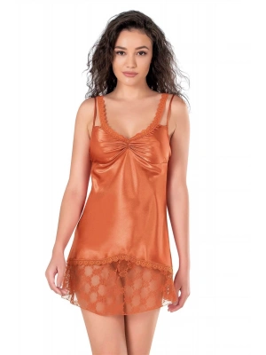 Amora Secret Kadın Fantazi İç Giyim Oranj Kısa Saten Gecelik 8113 - li ve Zarif Tasarım