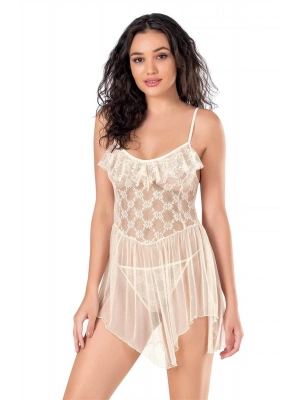Amora Secret Kadın Fantazi İç Giyim Fildişi Kısa Tül Gecelik 4110 - li ve Zarif Tasarım