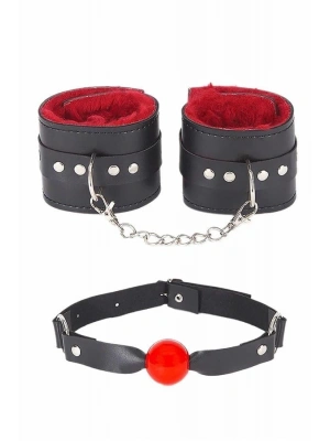 Amora Secret Ağız Topu Ve Kelepce İçi Tüylü Kırmızı Set