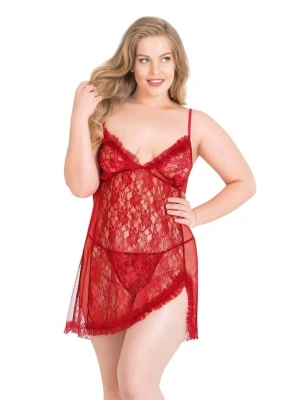 Amora Secret Büyük Beden Kırmızı Kısa Tül Gecelik