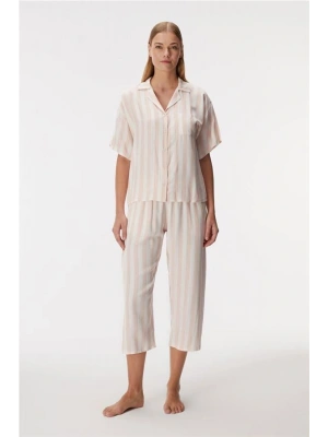 özel tasarım 11406 Kadın Kısa Kol Gömlek ve Kapri Pantolon Takım