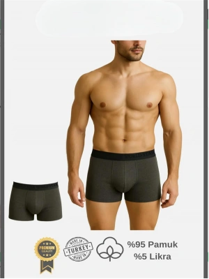 Amora Secret Kadın Fantazi İç Giyim Pamuklu Düz Antrasit Renk Erkek Boxer - li ve Zarif Tasarım