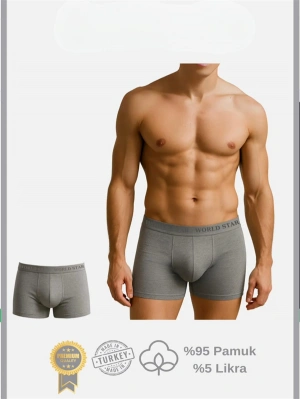 Amora Secret Kadın Fantazi İç Giyim Pamuklu Düz Gri Renk Erkek Boxer - li ve Zarif Tasarım
