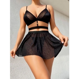 Amora Secret Kadın Fantazi İç Giyim Amora Secret Desenli Mini Etekli Sütyen Takımı - Şehvetli ve Zarif Tasarım