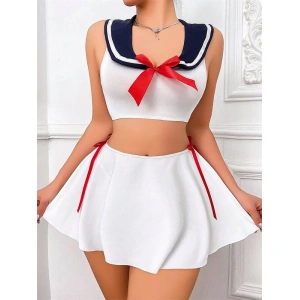 Amora Secret Kadın Fantazi İç Giyim Beyaz Etekli Fantezi Denizci Kız Kostümü - Şehvetli ve Zarif Tasarım