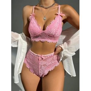 Amora Secret Pembe Dantelli Fantezi Bralet Sütyen Takımı