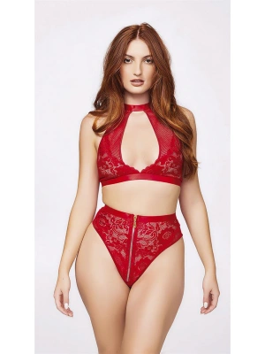 Amora Secret Fermuar Detaylı Kırmızı Sütyen Külot Takım