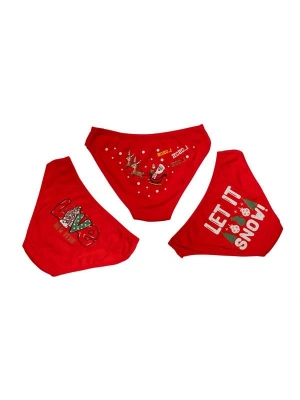 Amora Secret Kadın Fantazi İç Giyim Kırmızı Yılbaşı Desenli 3lü Pamuklu Külot Takımı - li ve Zarif Tasarım