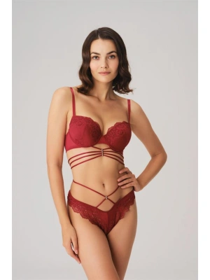 Amora Secret Kadın Fantazi İç Giyim Balenli Destekli Dolgulu Göbek Detaylı Dantelli Sütyen ve String Takım - li ve Zarif Tasarım
