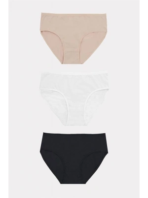 Amora Secret Kadın Fantazi İç Giyim Büyük Beden Pamuklu Siyah Beyaz Ten Rengi 3lü Külot - li ve Zarif Tasarım