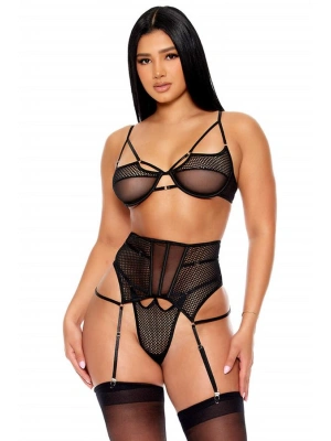 Amora Secret Kadın Fantazi İç Giyim Fantezi File Tül Detaylı Siyah Jartiyer Takım - li ve Zarif Tasarım