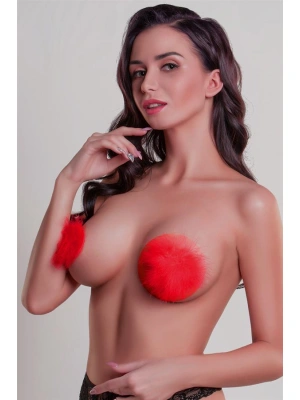 Amora Secret Kadın Fantazi İç Giyim Kırmızı Tüylü Fantezi Göğüs Ucu Kapatıcı - li ve Zarif Tasarım