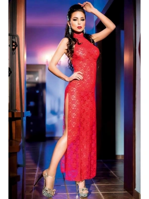 Amora Secret Kadın Fantazi İç Giyim Kırmızı Uzun Dantel Gecelik - li ve Zarif Tasarım