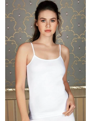 Amora Secret Kadın Fantazi İç Giyim Likralı Pamuklu İp Askılı Beyaz Atlet - li ve Zarif Tasarım