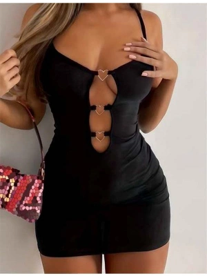 Amora Secret Kadın Fantazi İç Giyim Siyah Göğüs li Kalp Detaylı Mini Club Elbisesi - li ve Zarif Tasarım