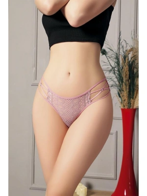 Amora Secret Kadın Fantazi İç Giyim Transparan Dantel Detaylı Pudra Külot - li ve Zarif Tasarım