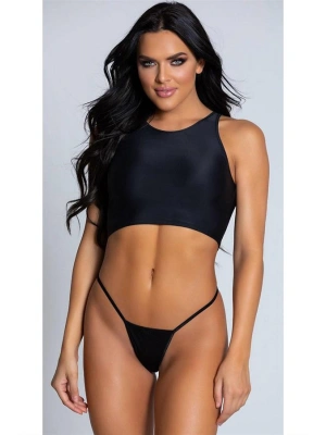 Amora Secret Kadın Fantazi İç Giyim Tül Siyah Tanga String - li ve Zarif Tasarım