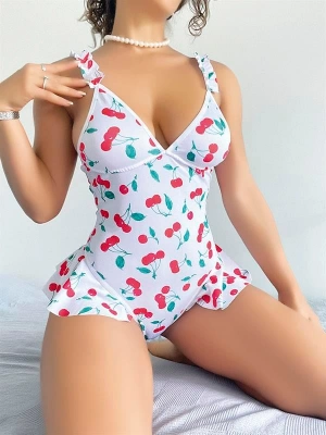 Amora Secret Kadın Fantazi İç Giyim Vişne Desenli Fantezi Body - li ve Zarif Tasarım