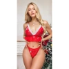 Amora Secret Kadın Fantazi İç Giyim Amora Secret Fantezi Kırmızı Özel Yılbaşı Desenli Sütyen Tanga - Şehvetli ve Zarif Tasarım